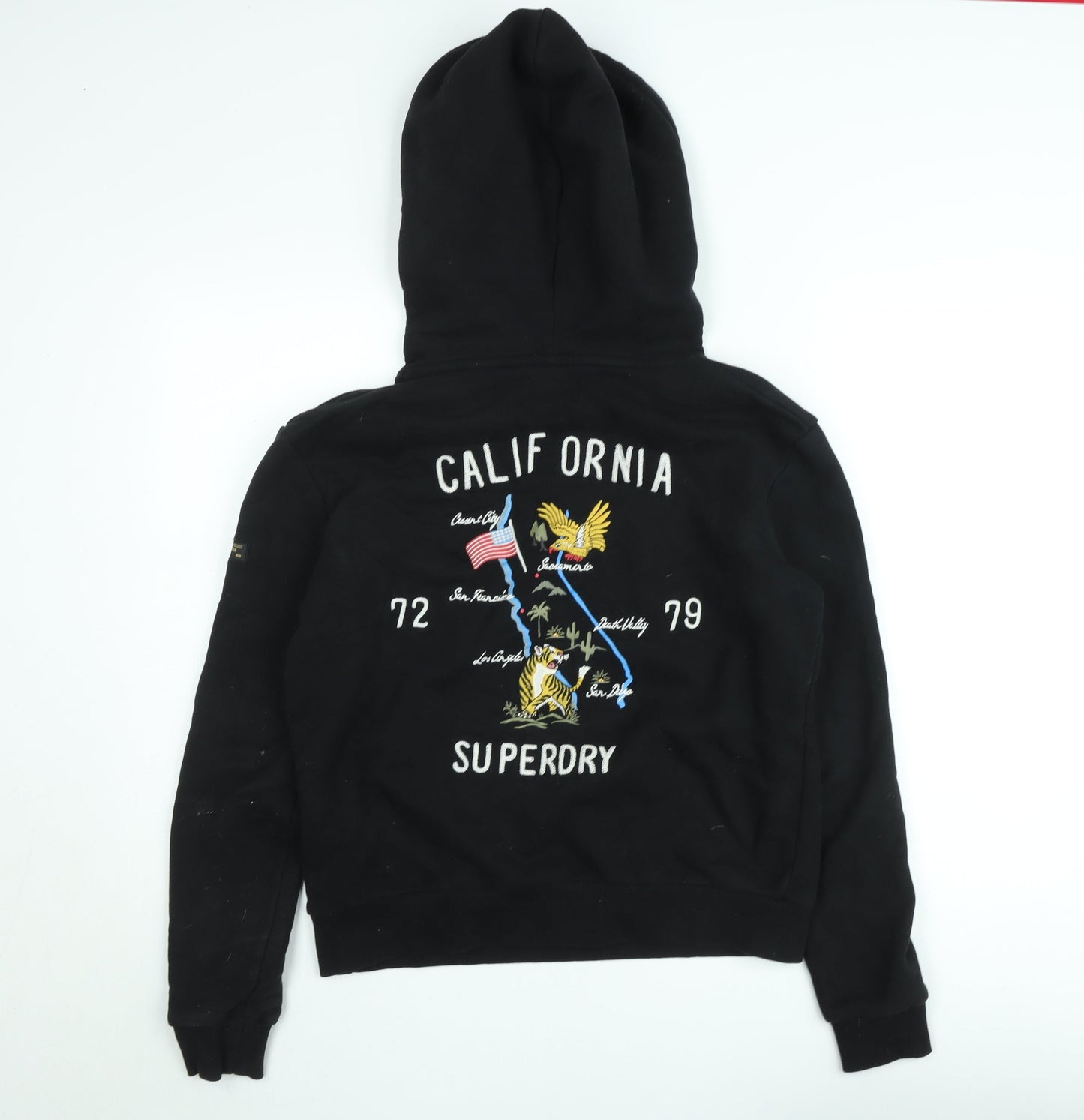 Superdry Womens Black Embroidered Pullover Hoodie Size M