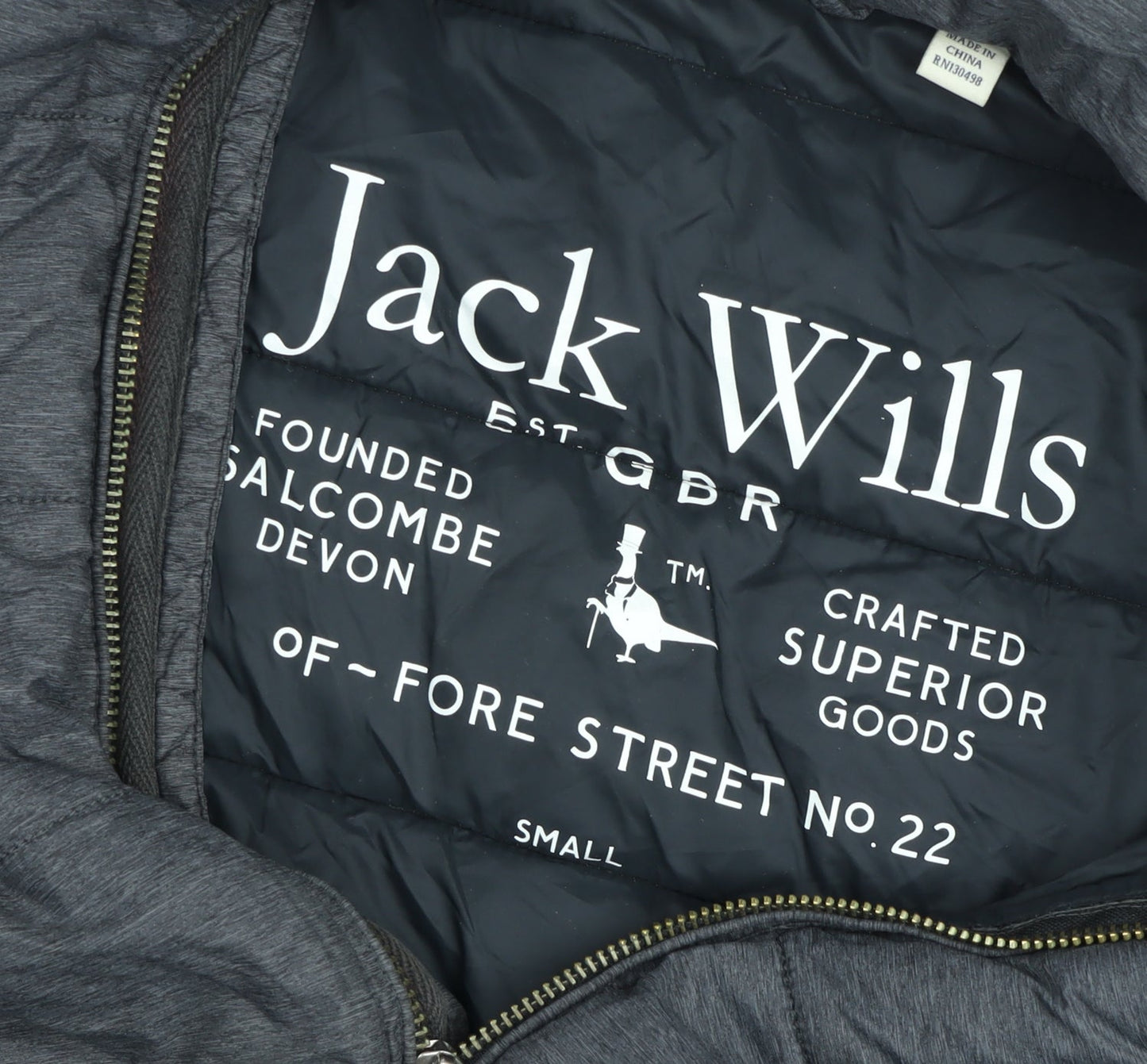 Jack Wills Women's Grey Puffer Jacket Small Lightweight Winter Coat