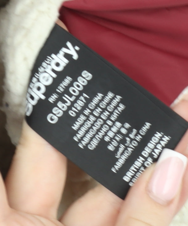 Superdry Women's Red Hooded Puffer Waistcoat XS Polyester Toggle