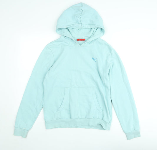 Puma Women's Light Blue Pullover Hoodie UK 14 L Cotton Casual