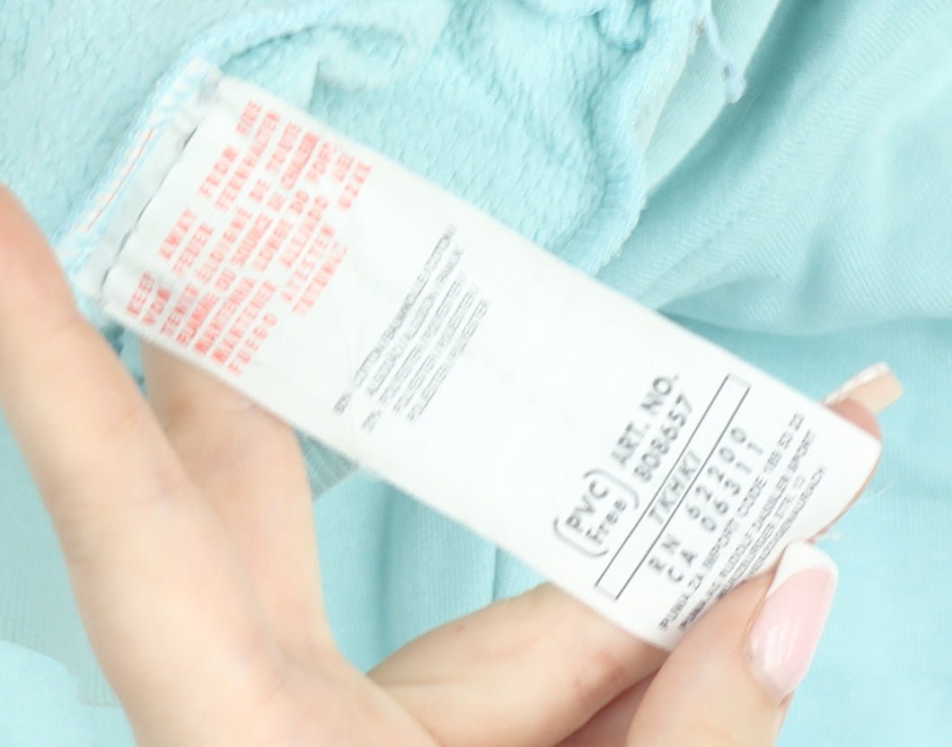 Puma Women's Light Blue Pullover Hoodie UK 14 L Cotton Casual