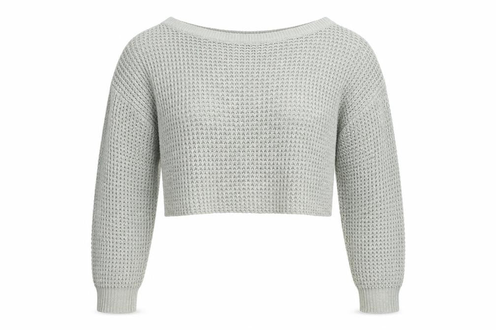 Missguided Women’s Grey Open-Knit Boat Neck Pullover Jumper Size 10/12