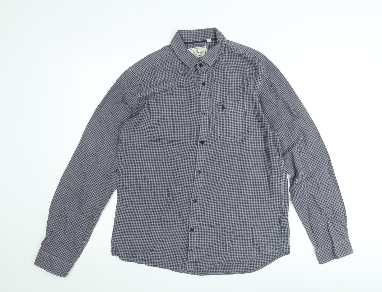 Jack Wills Men's Blue Check Classic Cotton Long Sleeve Button-Up Shirt Size M