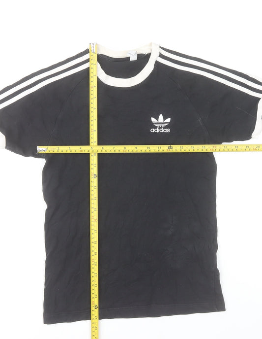 Adidas Womens Black XS 3-Stripes Cotton Crew Neck T-Shirt