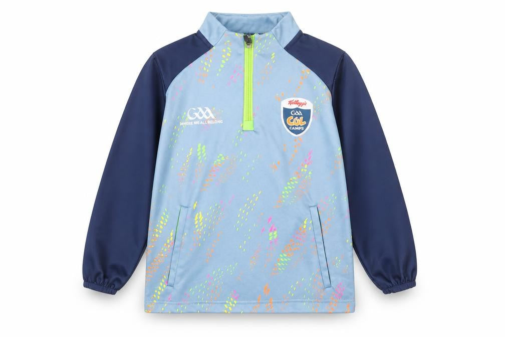 Front view of MCSport boys’ blue 7-8 years track jacket cúl camps 1/4 zip lightweight activewear