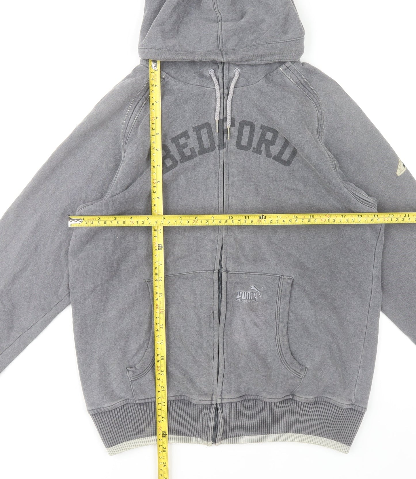 Puma Men's Grey XL Full Zip Hoodie with Logo Graphic Print