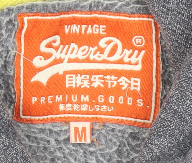 Superdry Men's Grey Pullover Hoodie Size M Vintage Graphic Sweatshirt