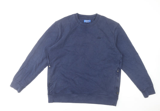 Adidas Mens Blue Crew Neck Zip Side Sweatshirt L Regular Fit