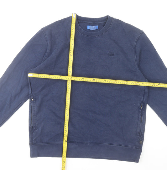 Adidas Mens Blue Crew Neck Zip Side Sweatshirt L Regular Fit