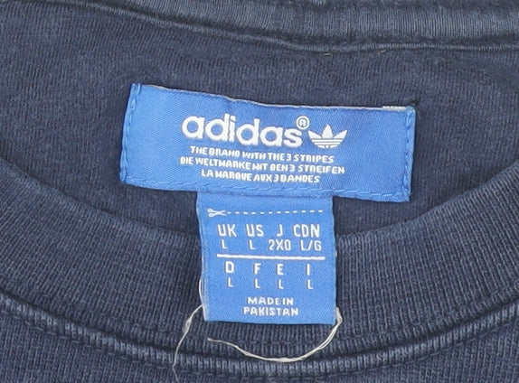 Adidas Mens Blue Crew Neck Zip Side Sweatshirt L Regular Fit