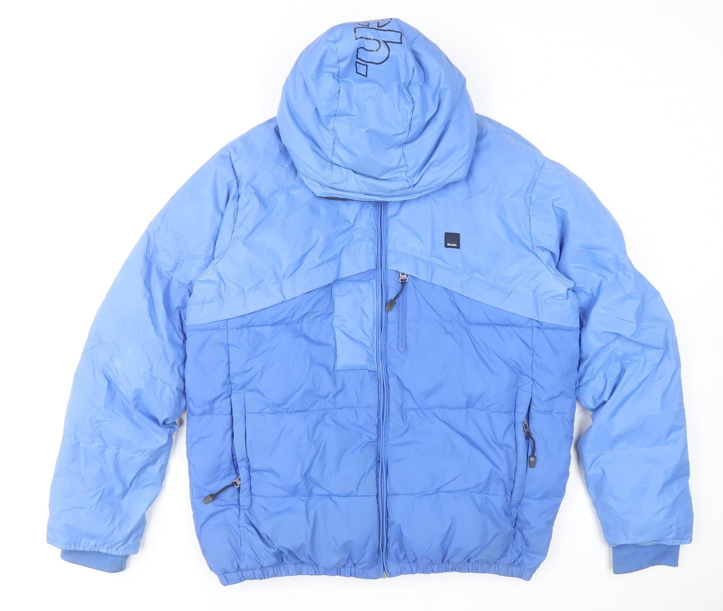 Bench Men's Blue XL Puffer Jacket Hooded Full Zip Winter Coat
