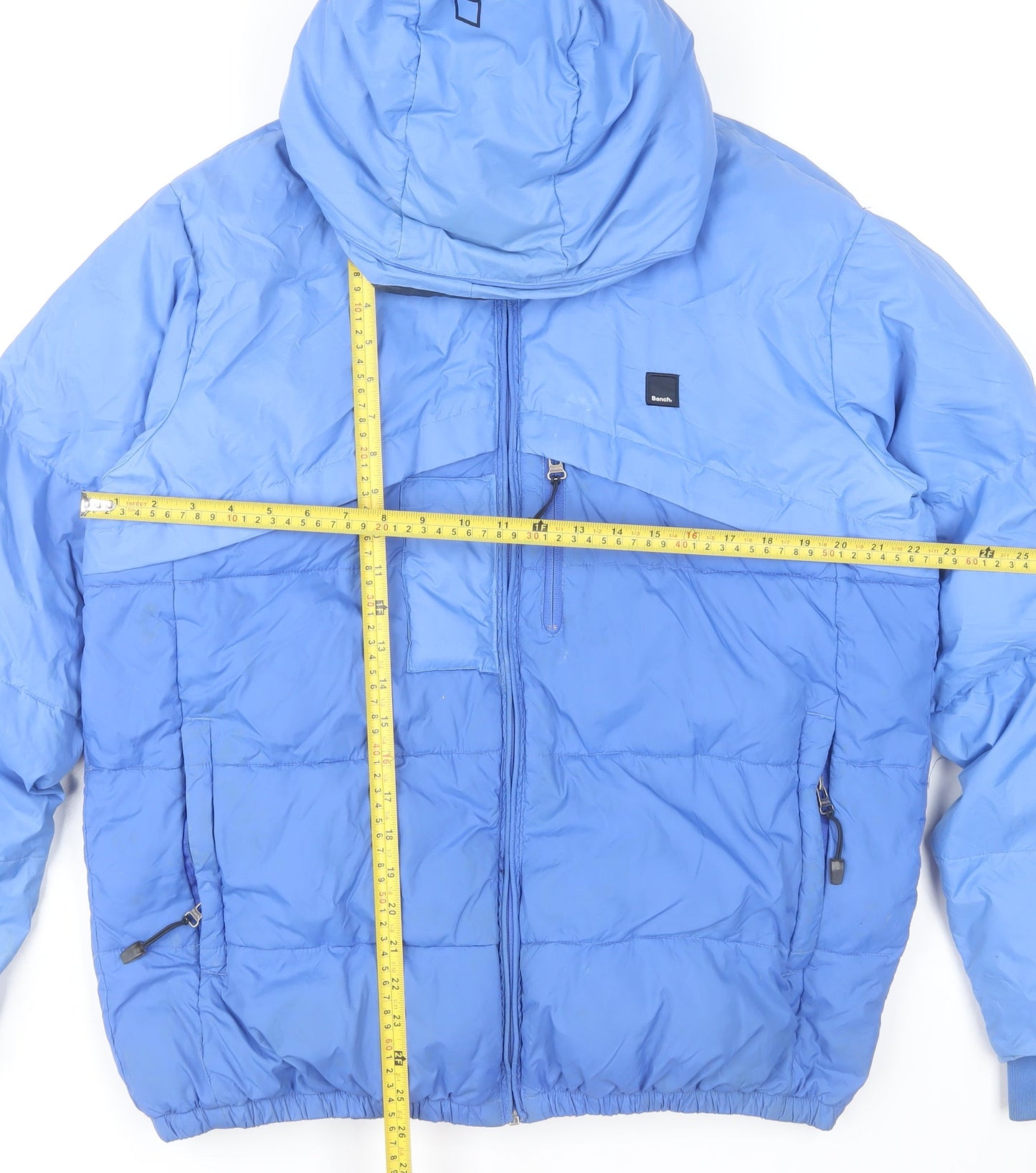 Bench Men's Blue XL Puffer Jacket Hooded Full Zip Winter Coat