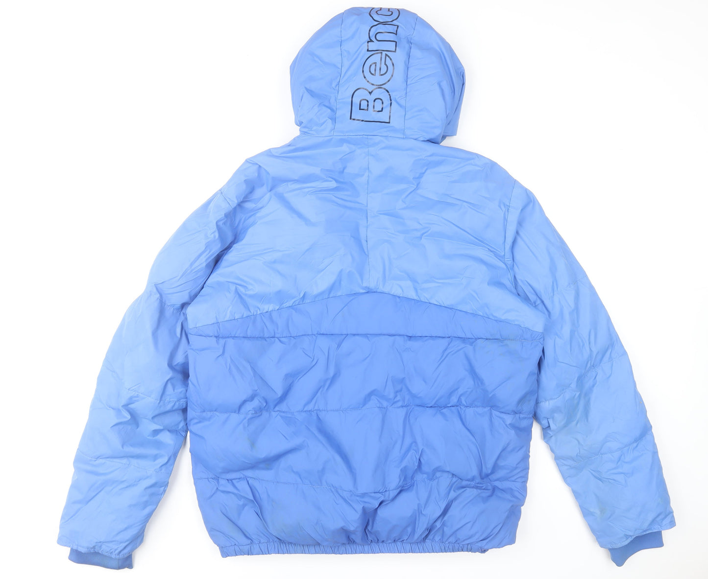 Bench Men's Blue XL Puffer Jacket Hooded Full Zip Winter Coat