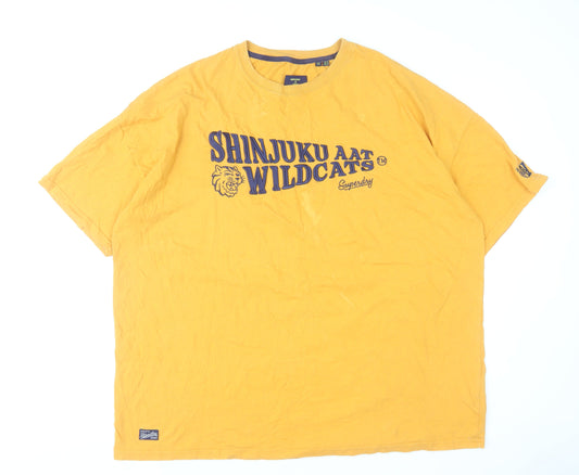 Superdry Women's Yellow Crew Neck Sports T-Shirt Size 14