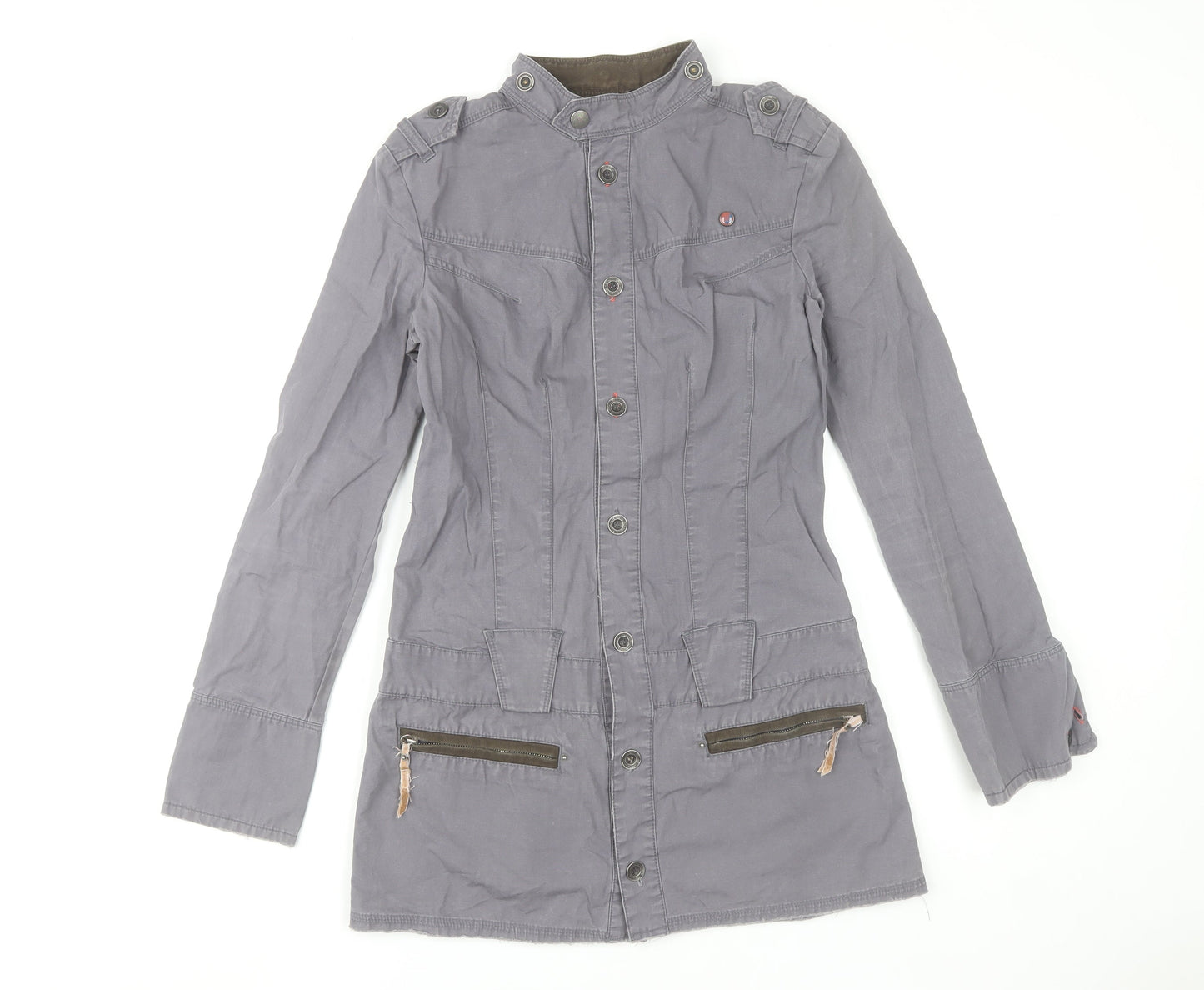 Diesel Womens Grey Cotton Military Jacket Size L