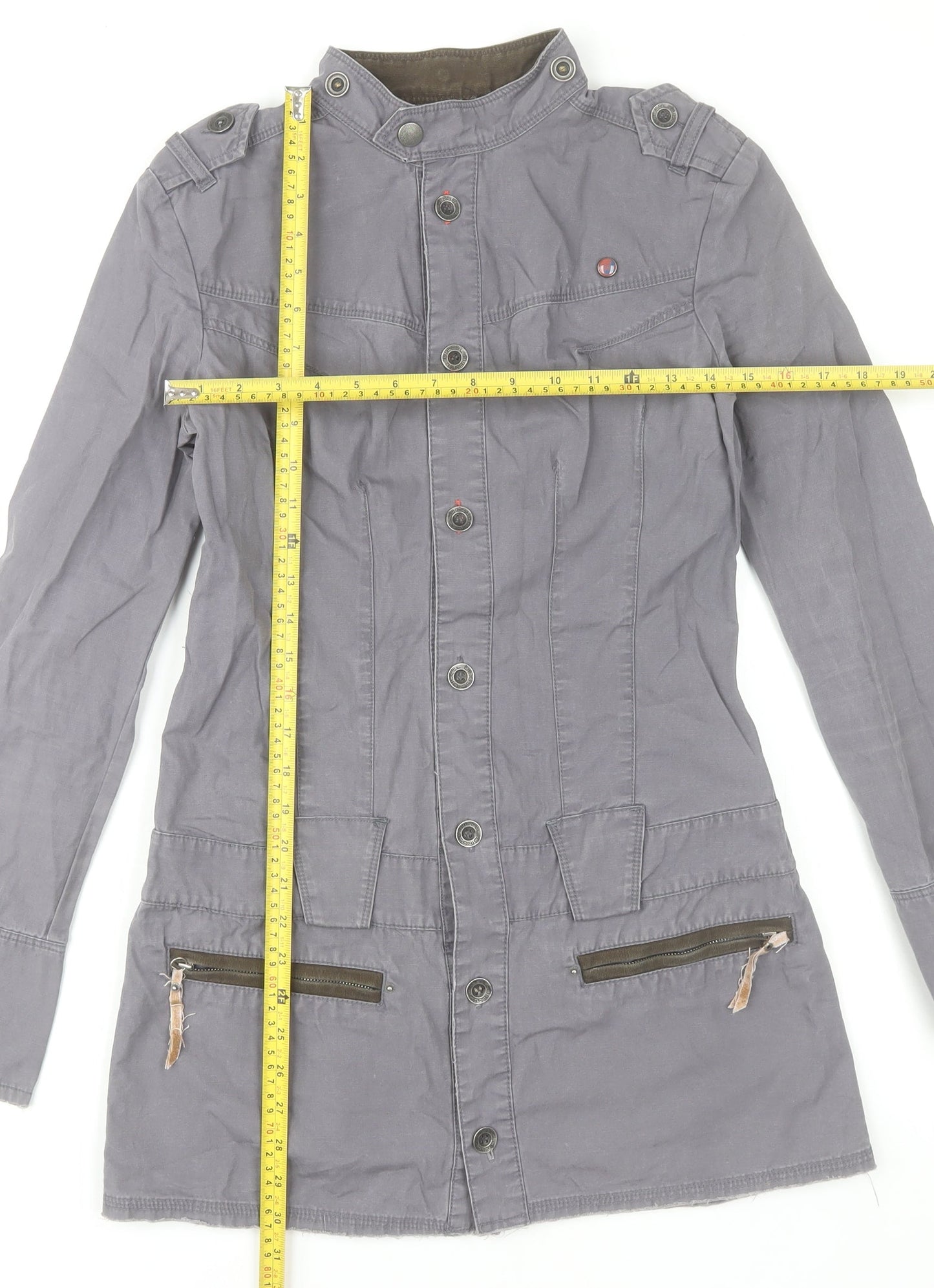 Diesel Womens Grey Cotton Military Jacket Size L