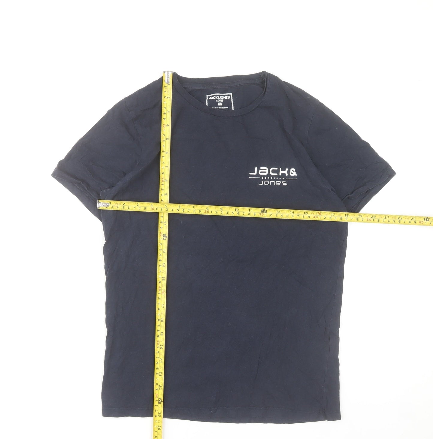 Jack & Jones Men's Blue Cotton Crew Neck T-Shirt Size S