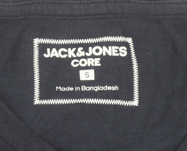 Jack & Jones Men's Blue Cotton Crew Neck T-Shirt Size S