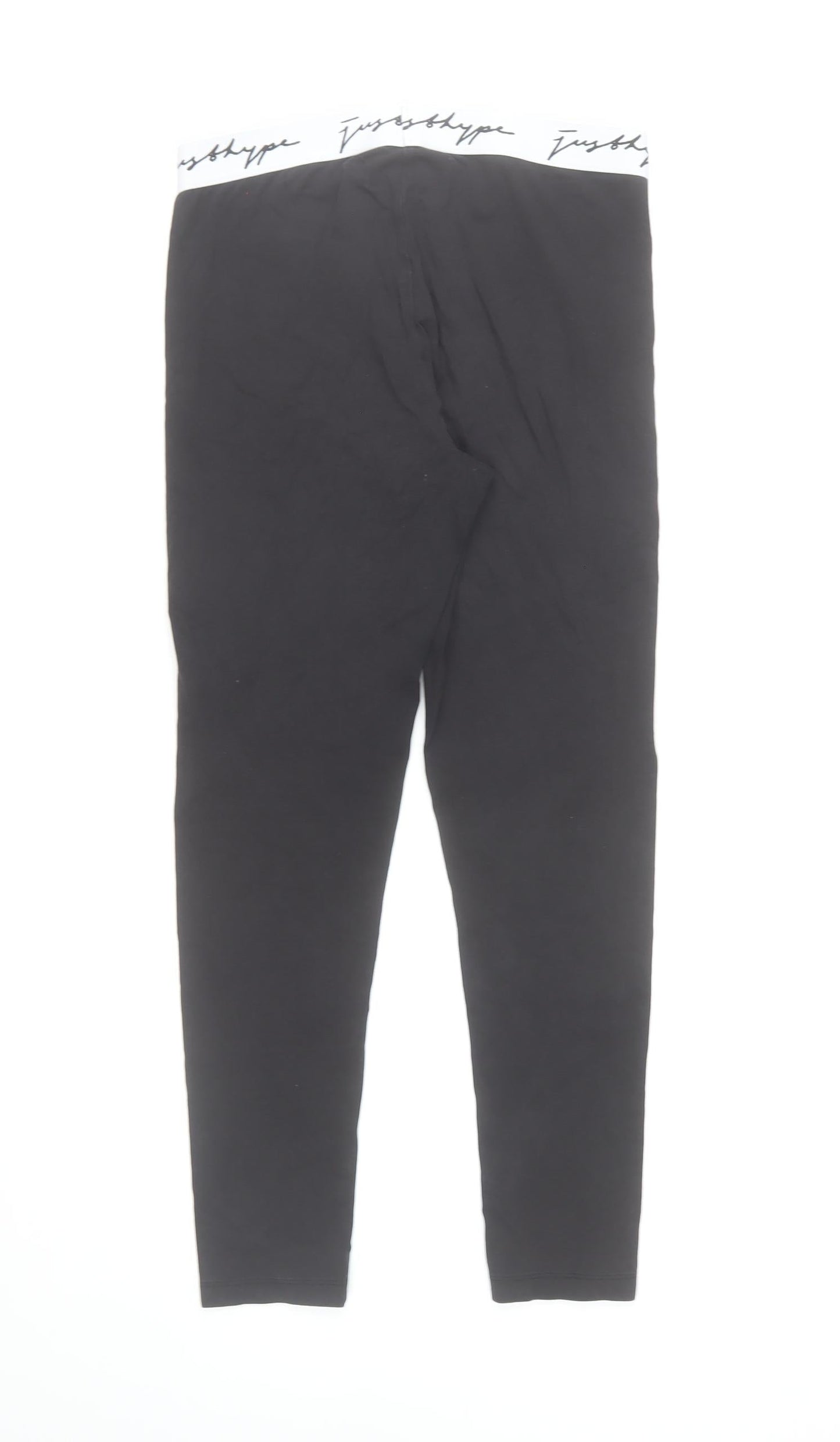 Just Hype Black Cotton Stretch Leggings Women Size 12 Ankle High Rise
