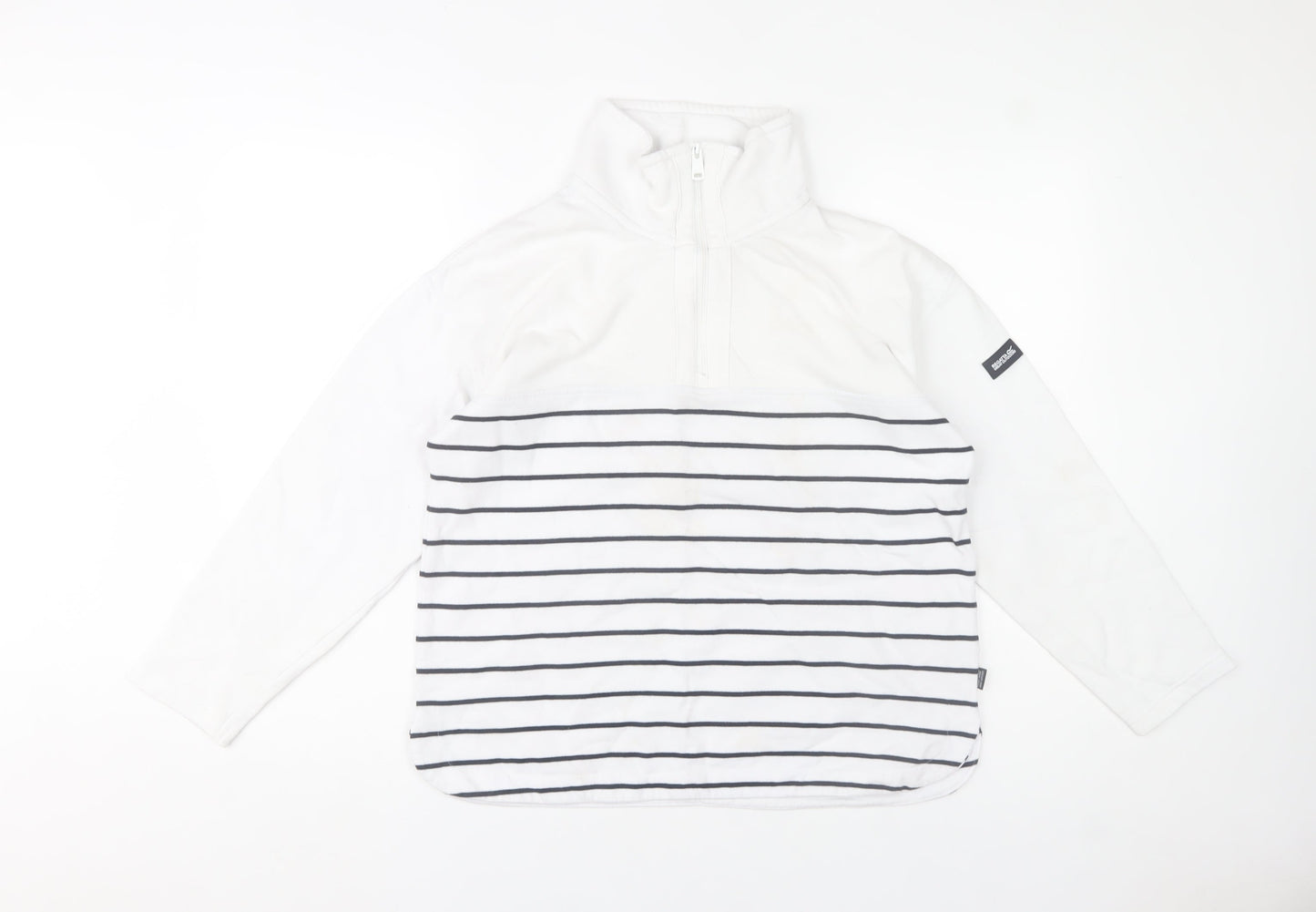 Regatta Women's White Striped 1/4 Zip Pullover Sweatshirt UK 12