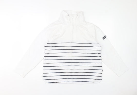 Regatta Women's White Striped 1/4 Zip Pullover Sweatshirt UK 12