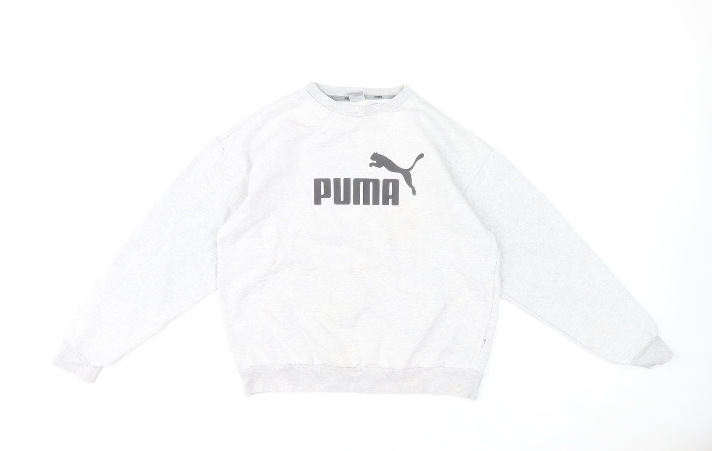 Puma Men's Grey Medium Sweatshirt Pullover Crew Neck Logo Sportswear