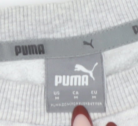 Puma Men's Grey Medium Sweatshirt Pullover Crew Neck Logo Sportswear