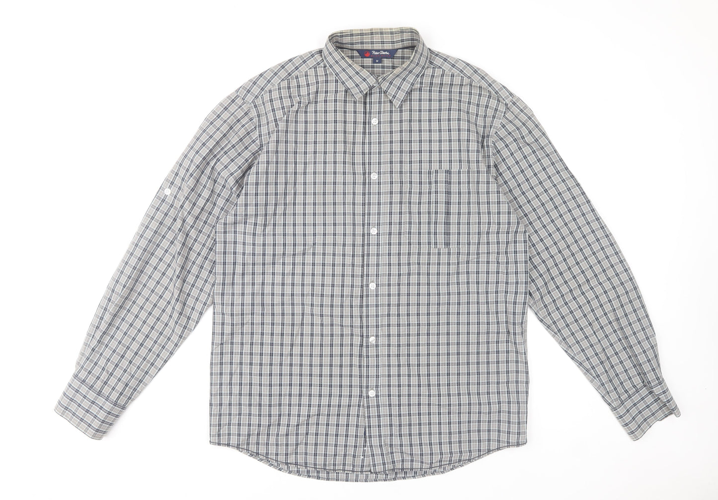 Peter Storm Mens Blue Check Cotton Button-Up Shirt Size M