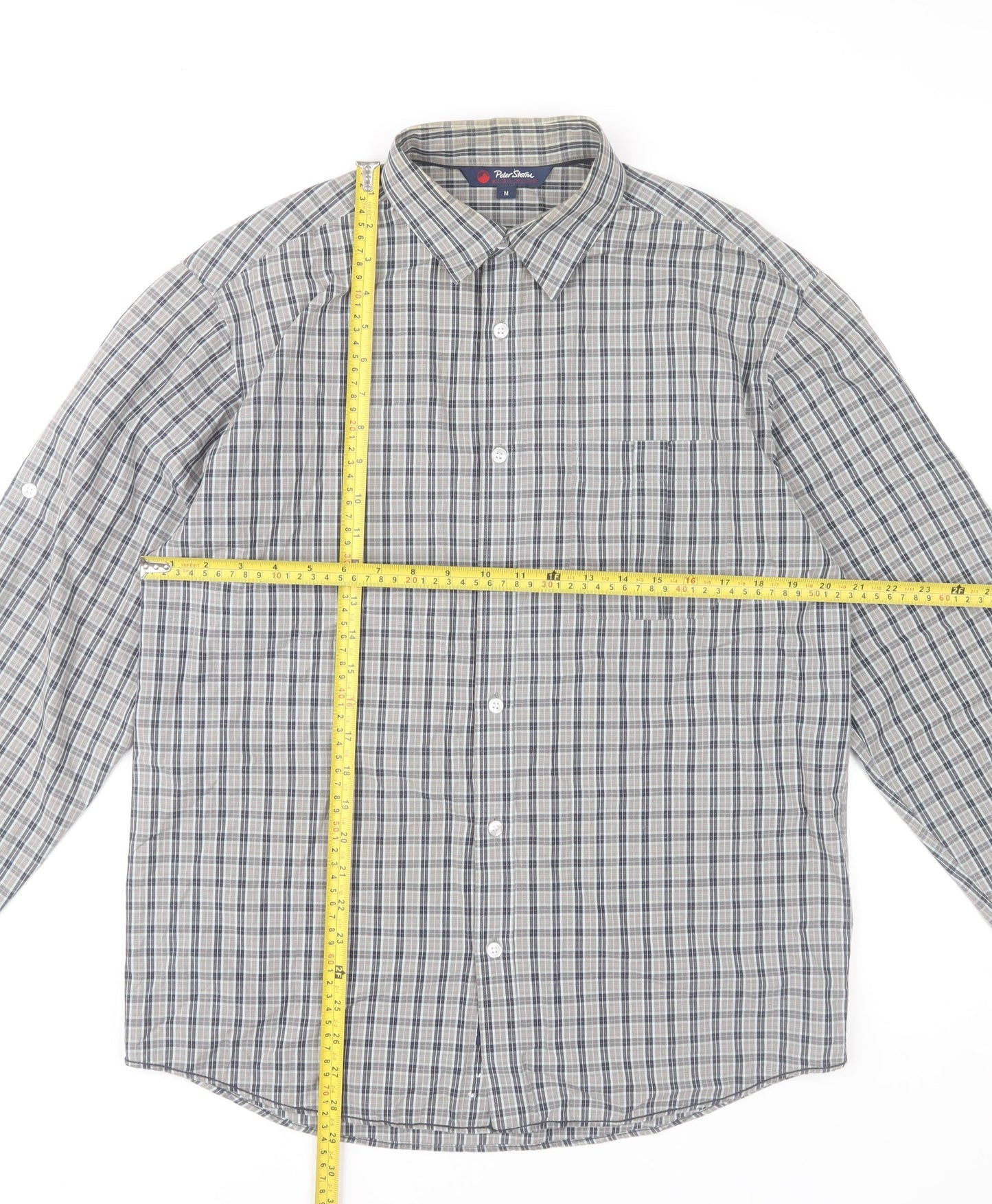 Peter Storm Mens Blue Check Cotton Button-Up Shirt Size M