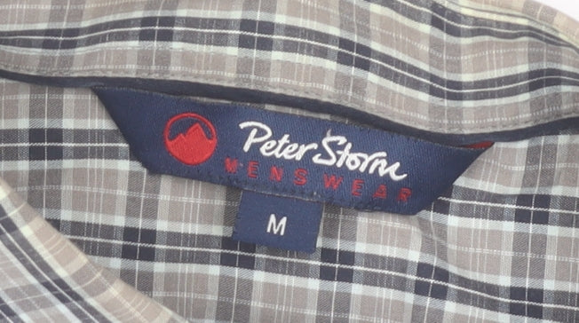 Peter Storm Mens Blue Check Cotton Button-Up Shirt Size M