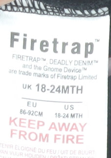 Firetrap Unisex Baby Black Jogger Trousers 18-24 Months Cotton Blend