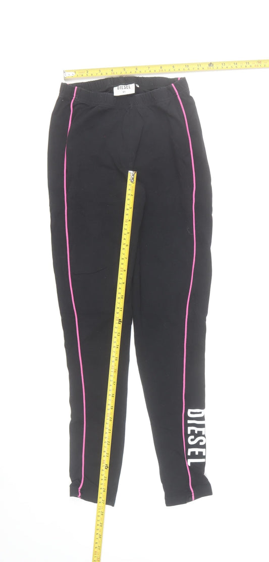 Diesel Womens Black XS Leggings with Pink Side Stripe