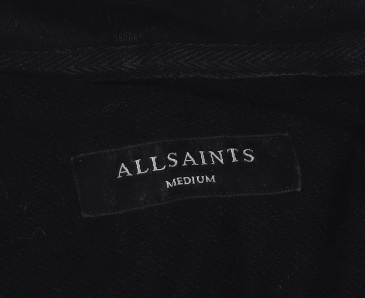 AllSaints Men’s Black Full Zip Hoodie Size M Cotton Fleece
