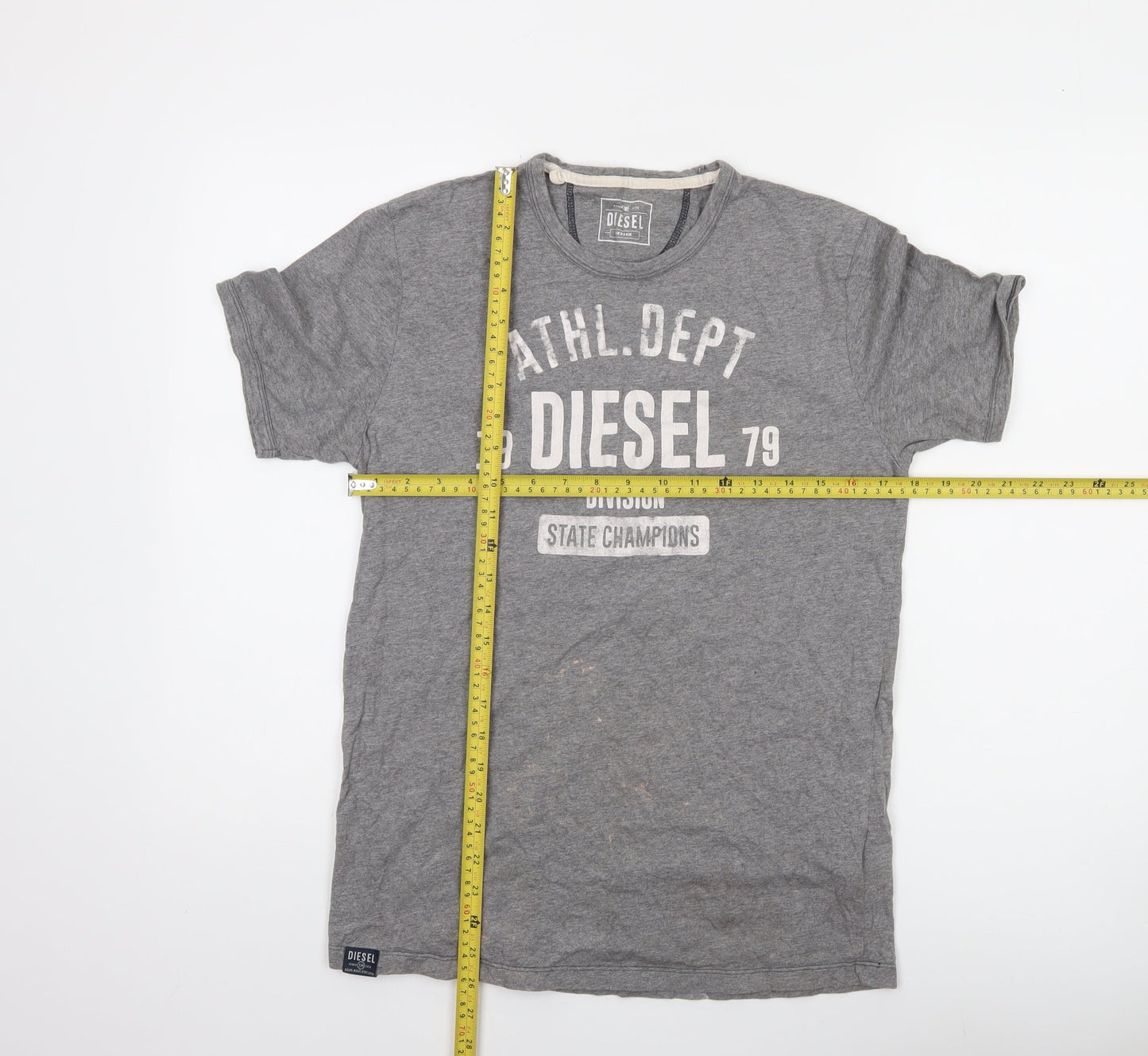 Diesel Men's Grey Athletic Dept Graphic T-Shirt Size M 100% Cotton