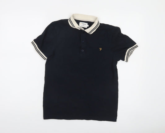 Farah Women Black Cotton Polo Shirt Small Casual Short Sleeve