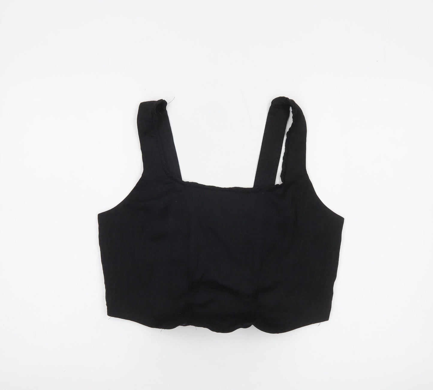Savida Women's Black Cropped Square Neck Tank Top Size 18