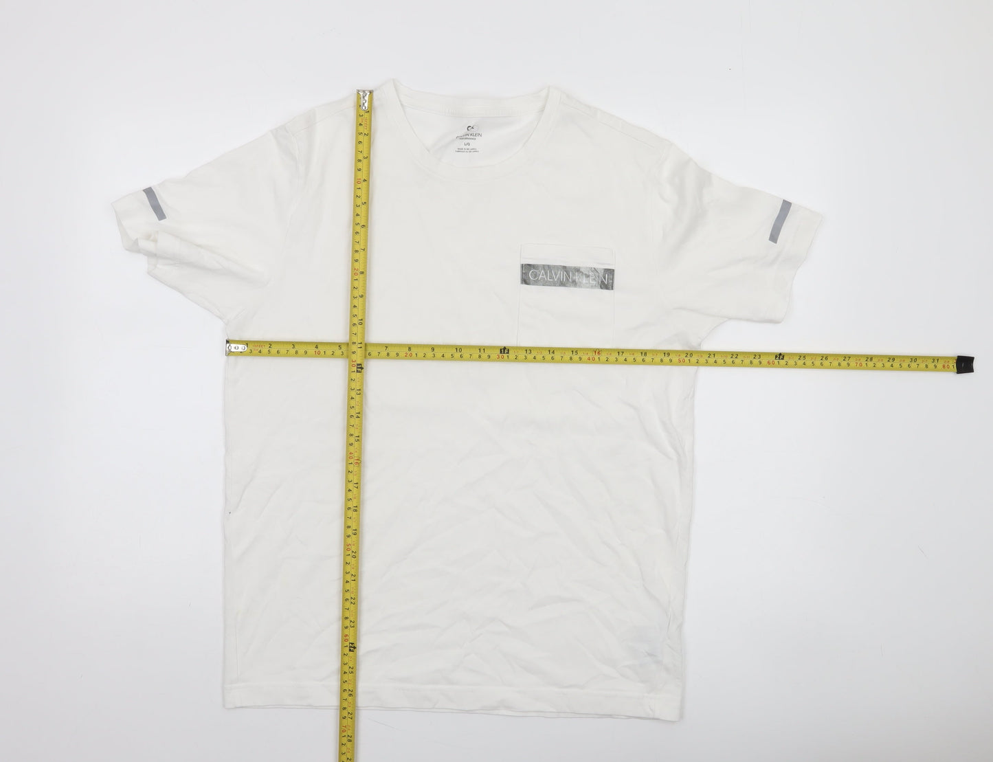 Calvin Klein Mens White Performance Logo T-Shirt Size L