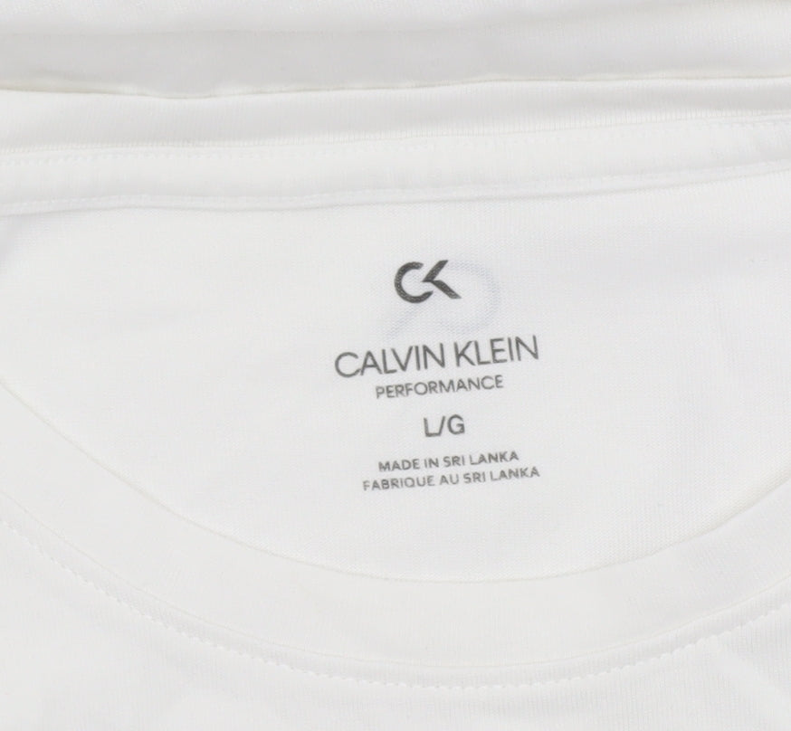 Calvin Klein Mens White Performance Logo T-Shirt Size L
