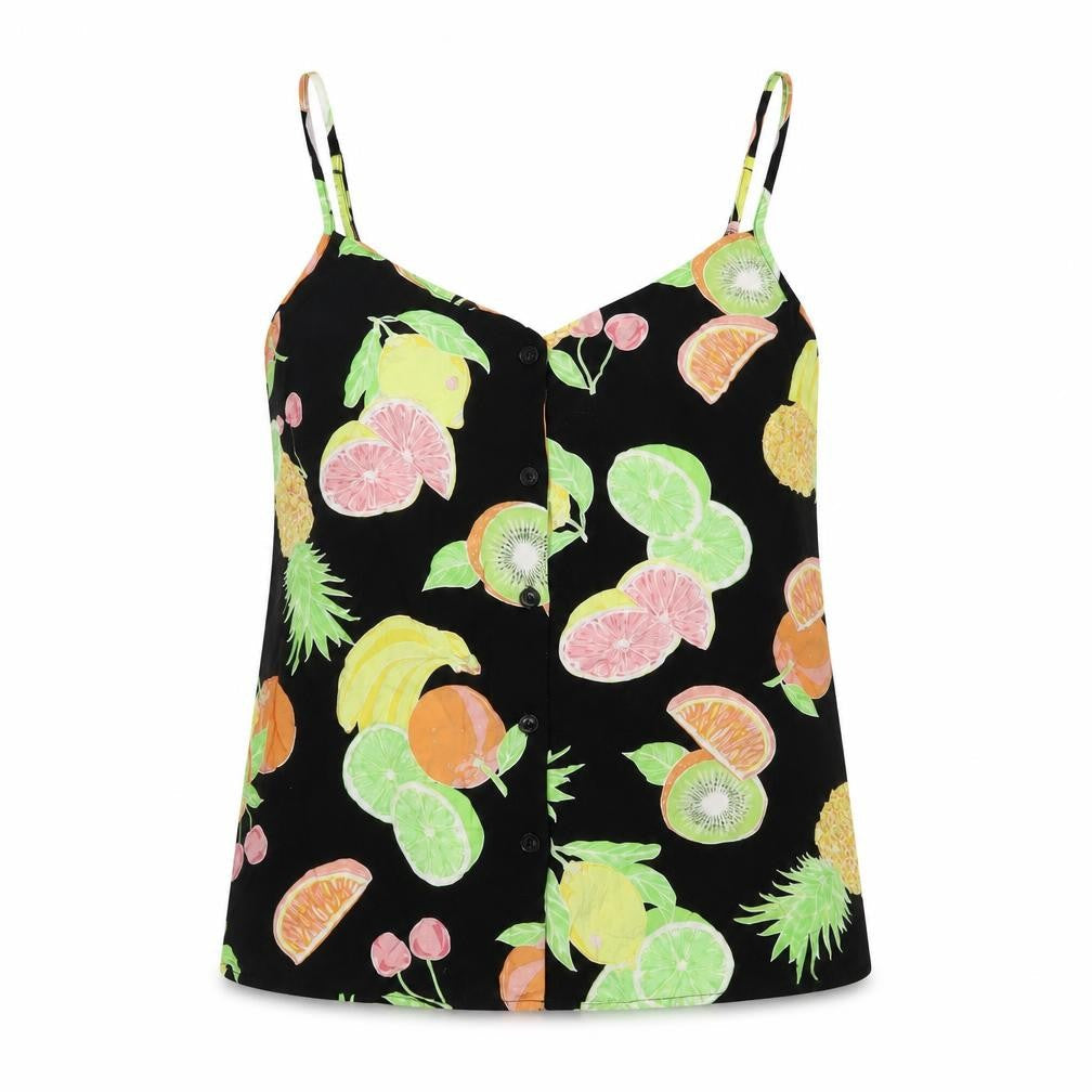 Warehouse Women's Black Fruit Print Camisole Tank Top Size 14