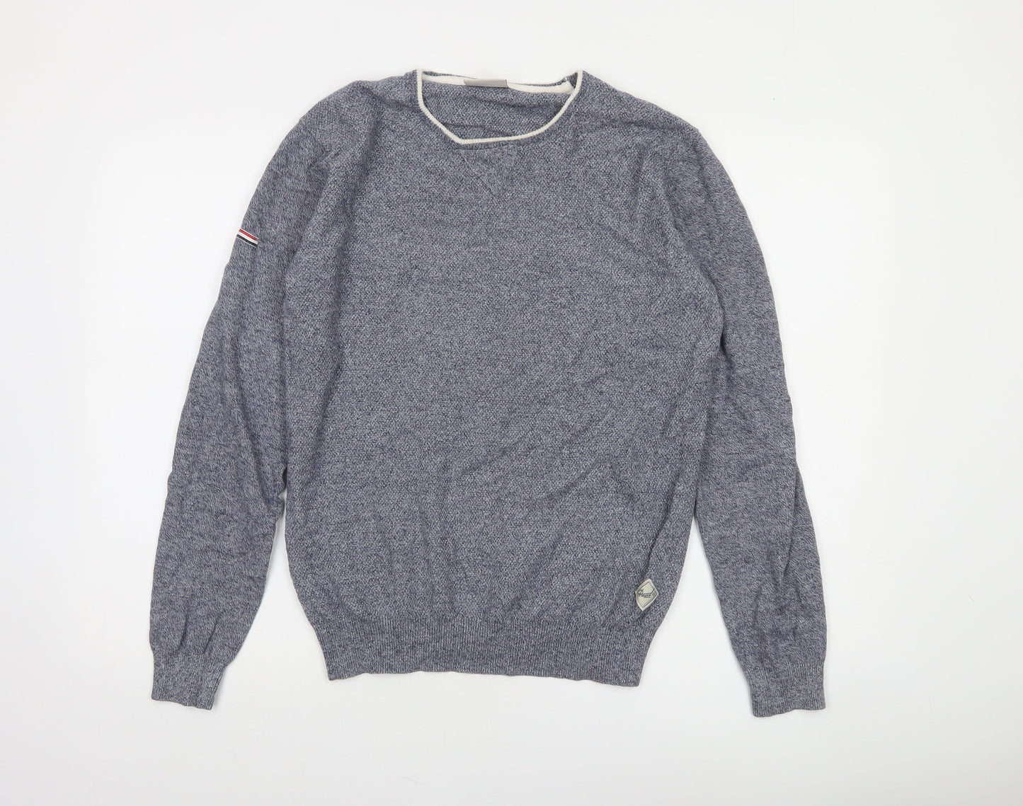 Diesel Men's Blue Cotton Crew Neck Pullover Jumper Size S