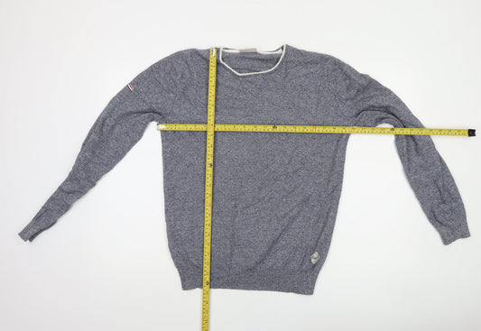 Diesel Men's Blue Cotton Crew Neck Pullover Jumper Size S