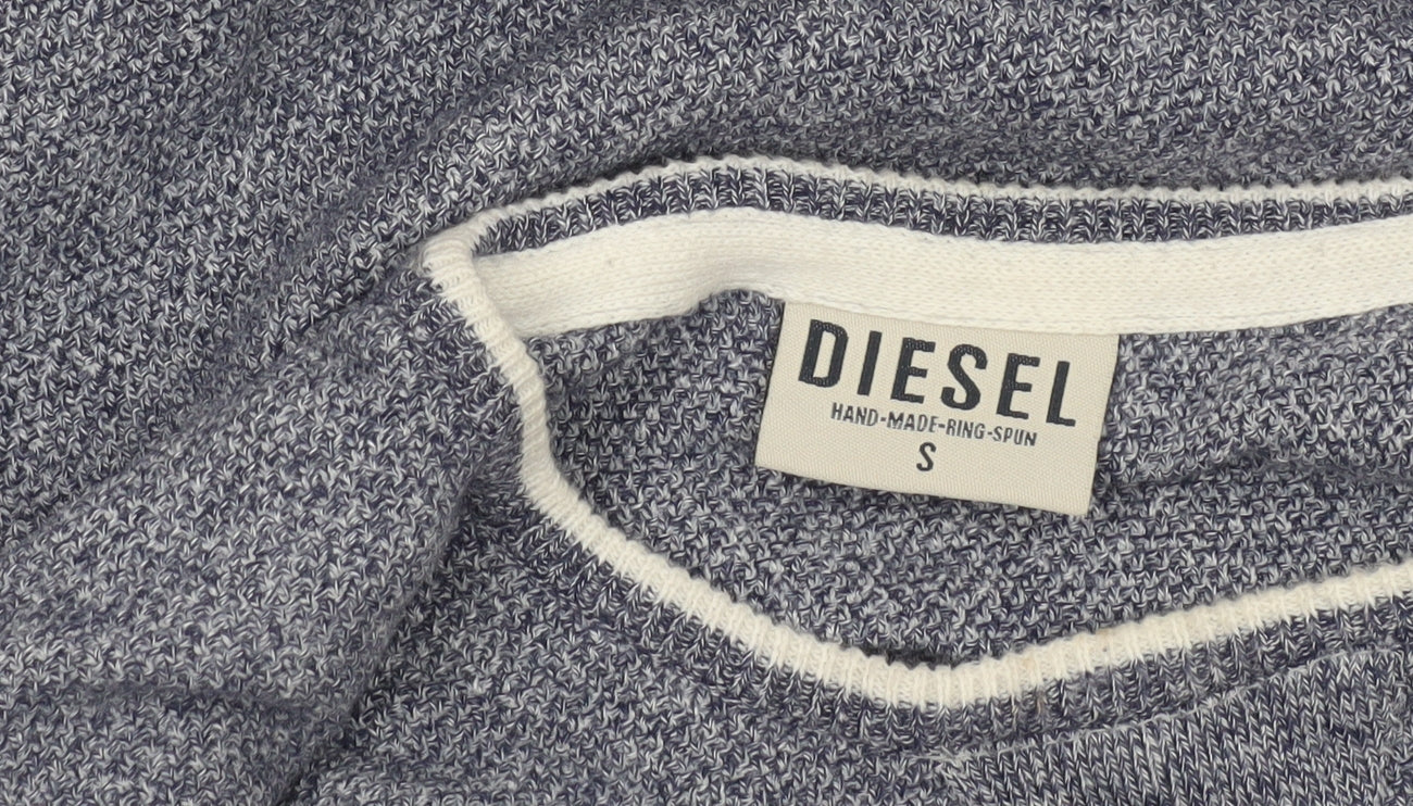 Diesel Men's Blue Cotton Crew Neck Pullover Jumper Size S