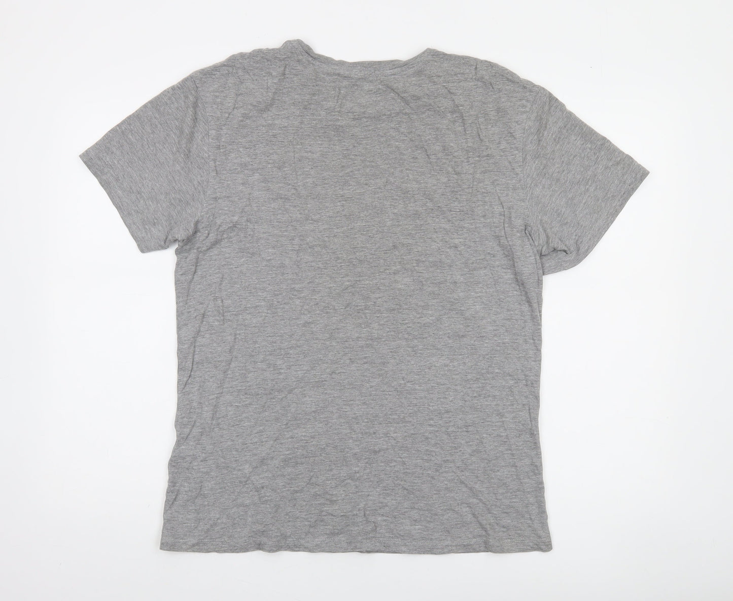 Jack & Jones Men's Grey Crew Neck Short Sleeve Cotton Blend T-Shirt Size L