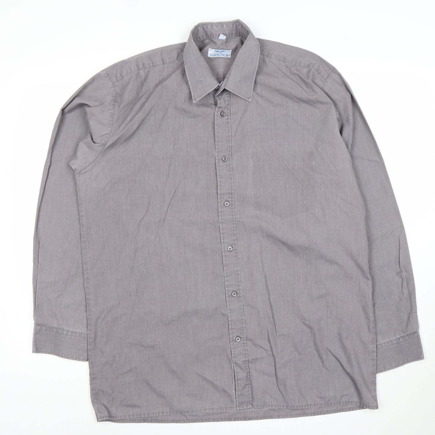 Hunter Men's Grey Long Sleeve Dress Shirt 16in 41cm Classic Fit