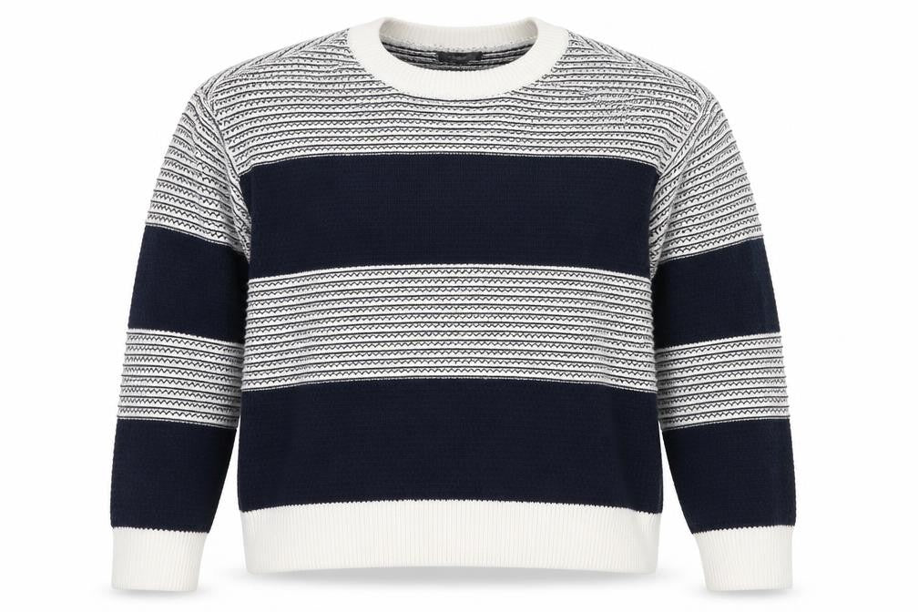 Dunnes Women's White & Navy Striped Crew Neck Cotton Jumper Size 12