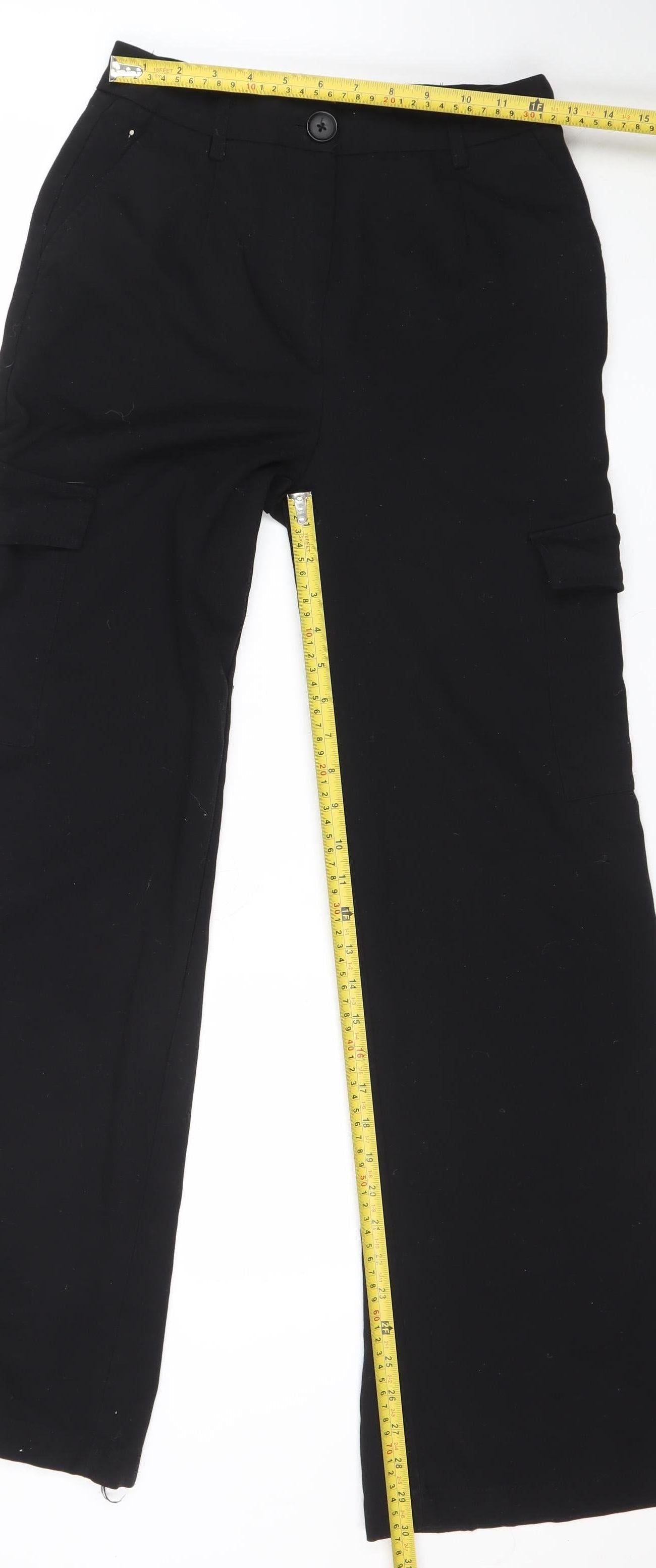 FB Sister Women’s Black Cargo Trousers Size M Regular Fit Stretch