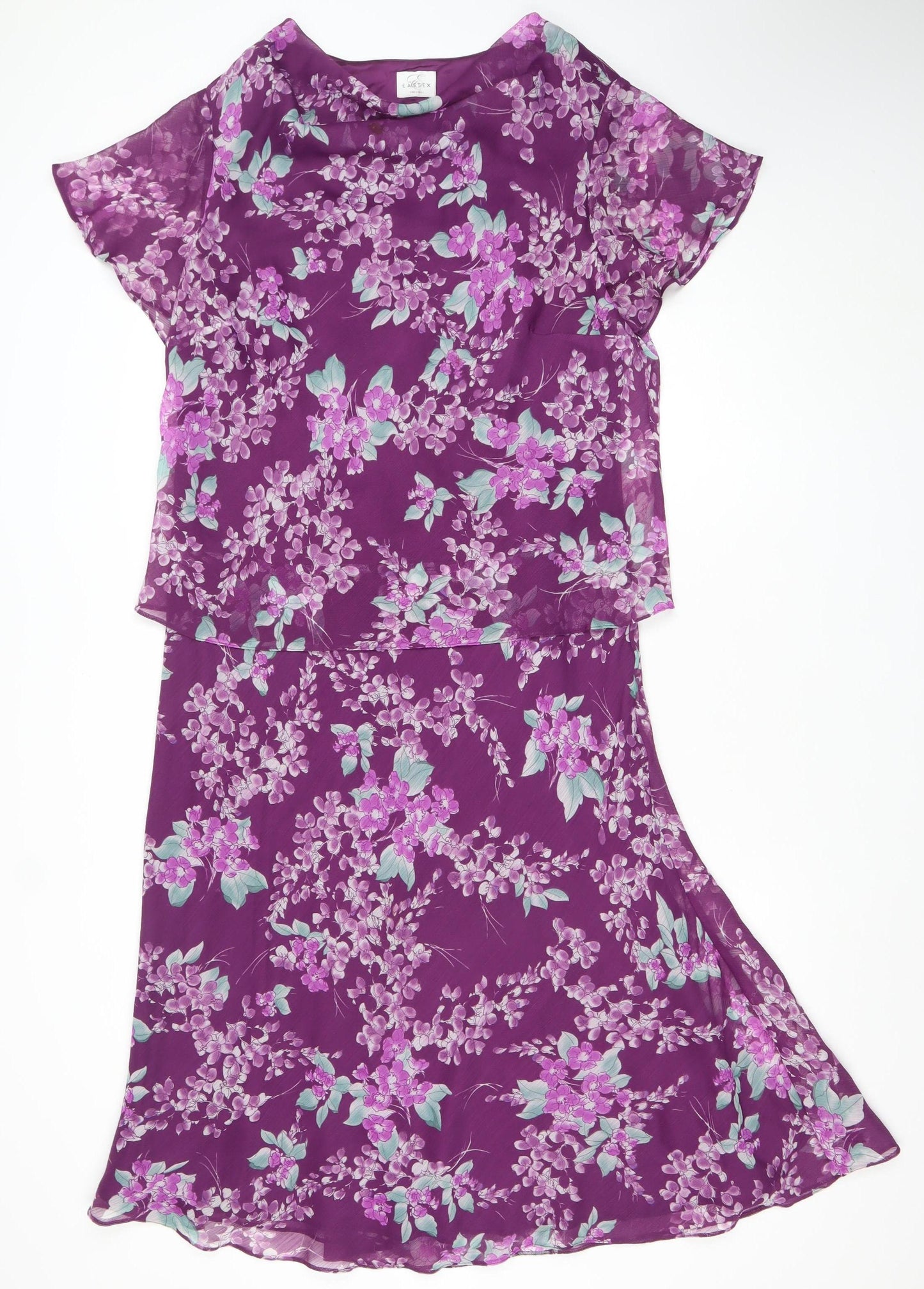 Eastex Women’s Purple Floral Asymmetric Midi Dress Size 16