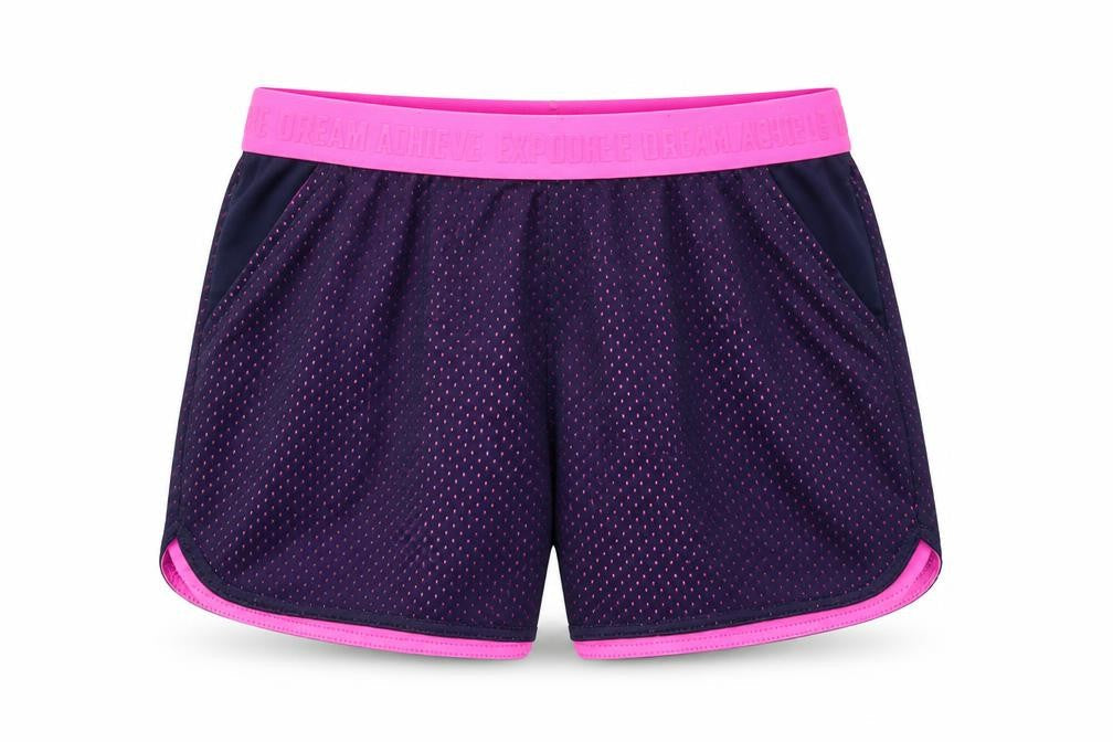Front view of St. Bernard for Dunnes Stores women’s purple biker active shorts size 25in waist