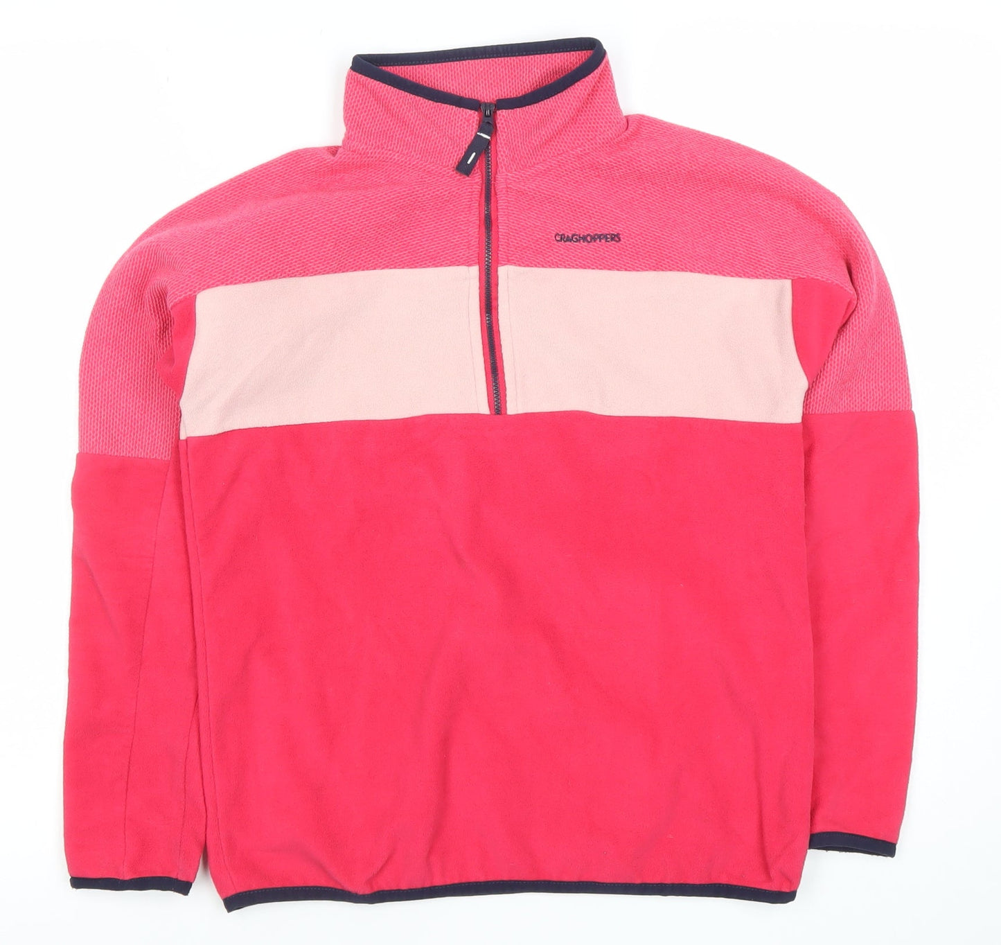 Craghoppers Girls Pink 11-12 Years Fleece Colourblock 1/2 Zip Sweatshirt