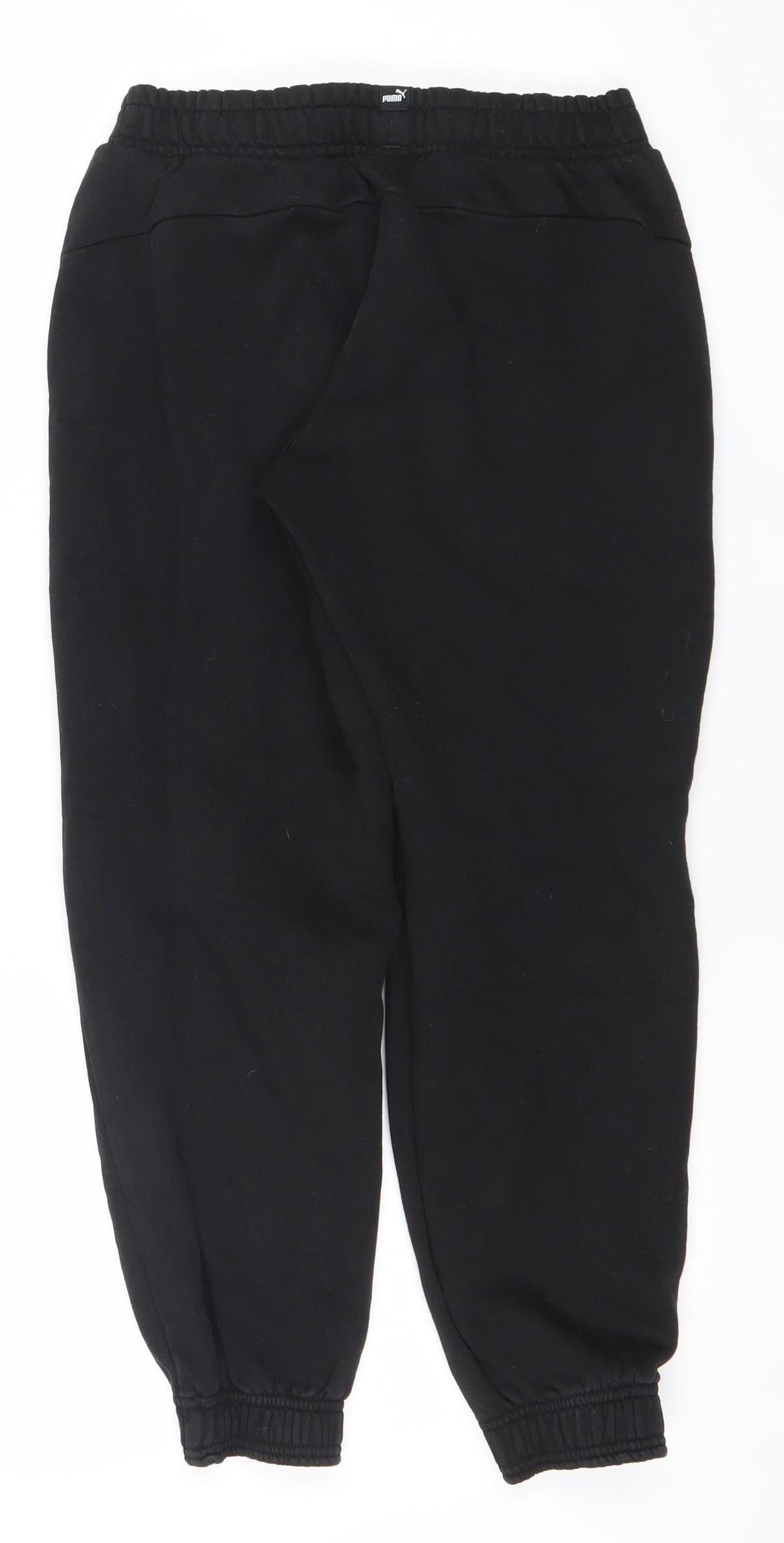 Puma Boys Black Jogger Activewear Sweatpants 12 Years Fleece Tapered Fit